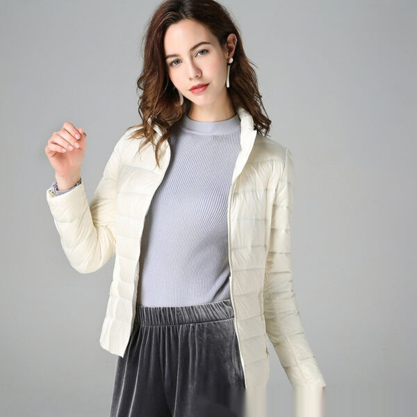 Short Light And Thick Thermal Slim Fit White Duck Down Fashionable Jacket - Image 3