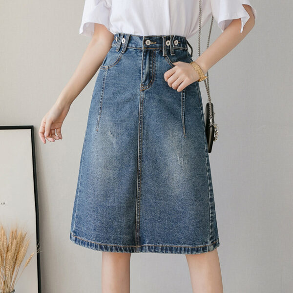 Summer Design Denim Skirt Mid-length - Image 2