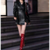 Black PU Leather Suit Jacket For Women - Image 5