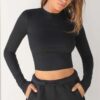 Fitness Running Sports Casual Thread Round Neck Long Sleeve Yoga Wear Top - Image 8