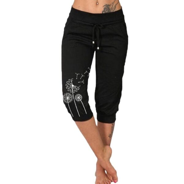 Casual Fashion Printing Loose High Waist Lace-up Cropped Pants - Image 5