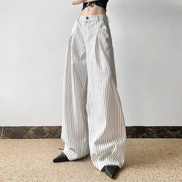 Striped All-matching Pressed Straight Wide-leg Pants - Image 2