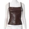 Women's Leather Spaghetti Straps Sleeveless Top - Image 7