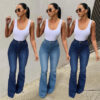 Women's Stretch High Waist Denim Pants Micro-pull Horseshoe Pants - Image 2