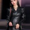 Black PU Leather Suit Jacket For Women - Image 2