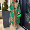 Women's Color Matching Fashion Long Sleeve Turn-down Collar Coat