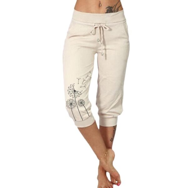 Casual Fashion Printing Loose High Waist Lace-up Cropped Pants - Image 3