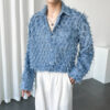 Pure Color Long Fringe Men's Fashion Long Sleeve Shirt Coat - Image 2