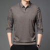 Fake Two-piece Lapel Long-sleeved Men's T-shirt - Image 4