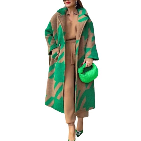 Women's Color Matching Fashion Long Sleeve Turn-down Collar Coat - Image 3