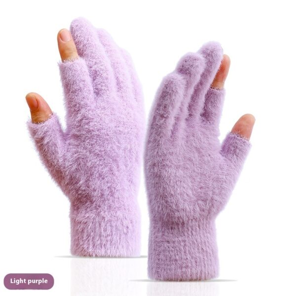 Autumn And Winter Fashionable Warm Exposed Two Finger Gloves - Image 3