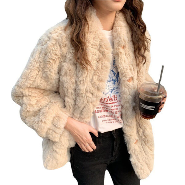 Faux Lamb Fur Coat Slimming Top - Image 3