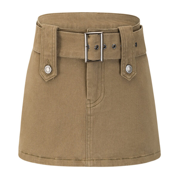 American Retro Wide Waistband Denim Mini Skirt - Image 4