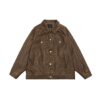 American Retro Distressed Lapel PU Leather For Men And Women Biker's Leather Jacket - Image 6
