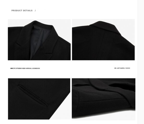 Mrcyc Woolen Coat Men''s British Style Korean Fashion Winter Woolen Coat Medium Length Thickened Denim Windbreaker - Image 3