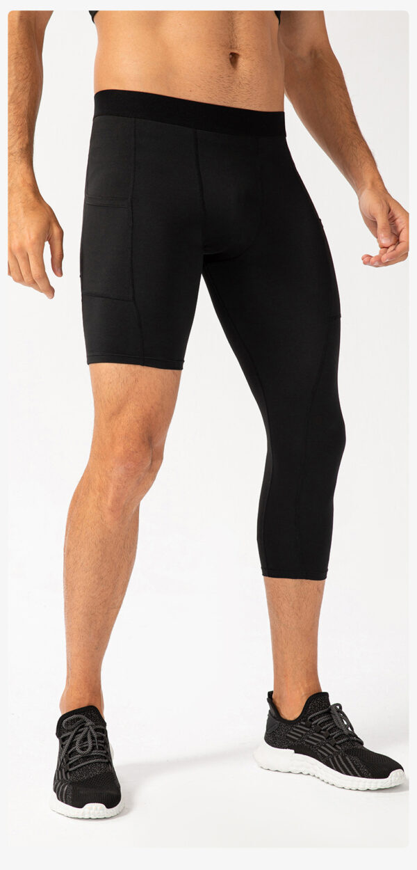 Men's Tight Single Leg Fitness Pants Pocket Length - Image 7