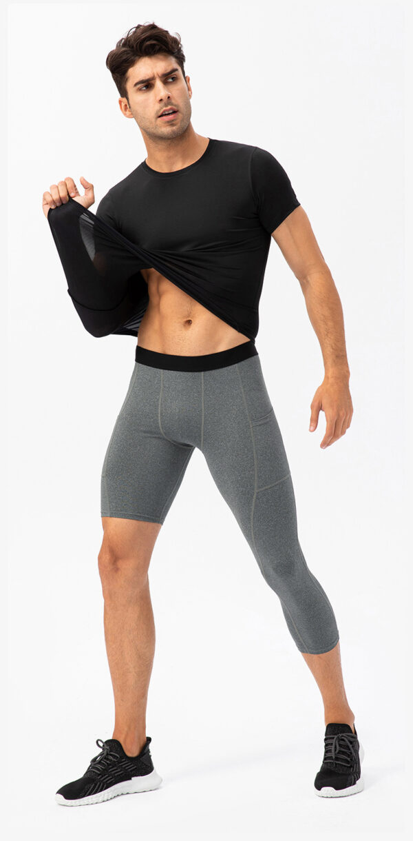 Men's Tight Single Leg Fitness Pants Pocket Length - Image 5