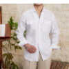 Fashion Pure Linen Breathable Retro Long Sleeve Shirt Men - Image 3