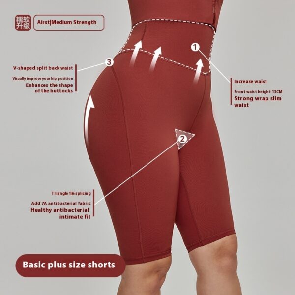 Nylon Plus Size Sports Shorts High Waist - Image 2