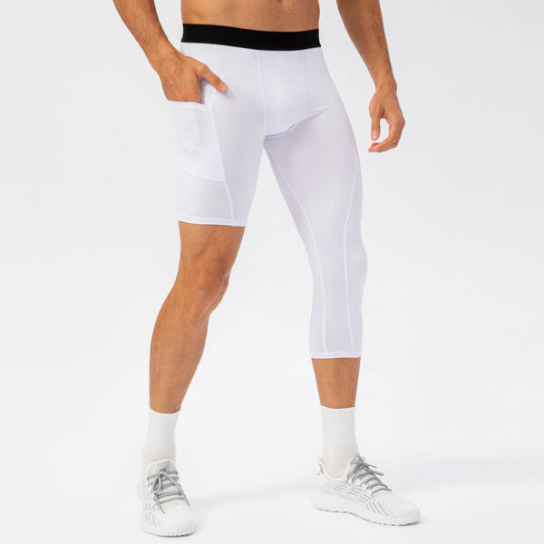 Men's Tight Single Leg Fitness Pants Pocket Length - Image 2