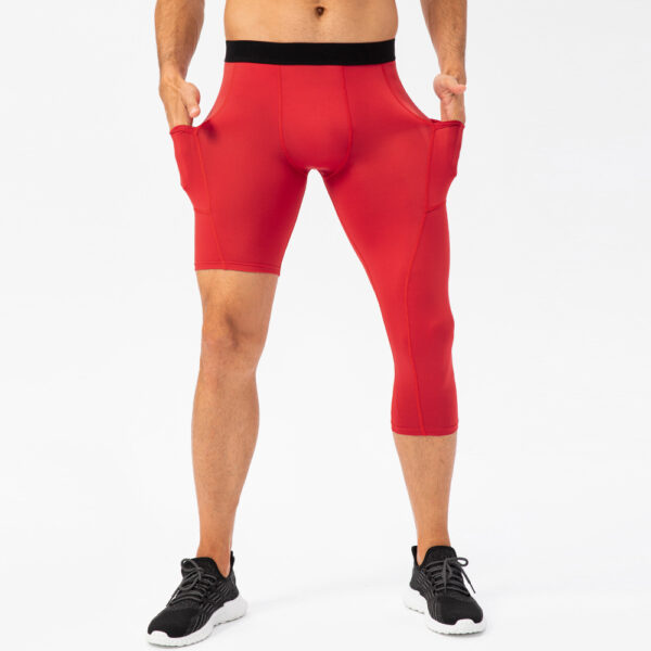 Men's Tight Single Leg Fitness Pants Pocket Length - Image 10