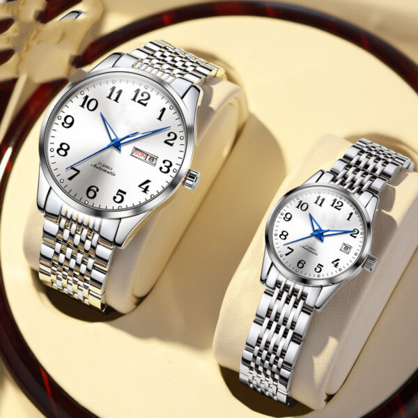Men's And Women's Fashion Simple Waterproof Luminous Double Calendar Watch - Image 3